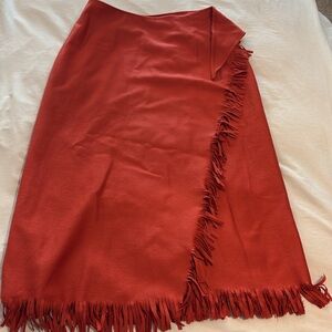 Boho Red Fringe Wrap Skirt | Western Southwestern Festival